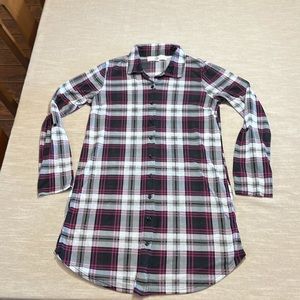 WF purple/black and white long top. Size Large